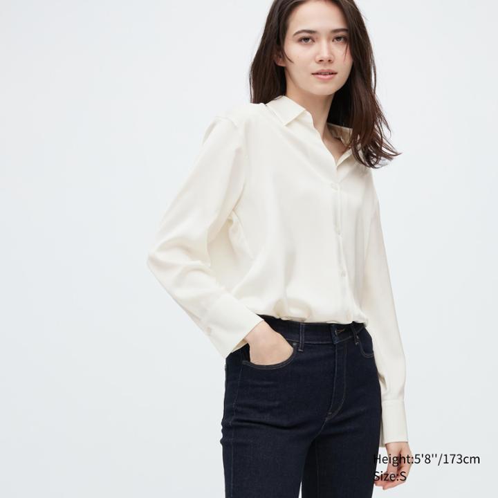 Uniqlo Satin Long-sleeve Blouse