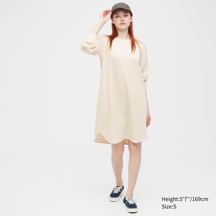 Uniqlo Waffle Crew Neck Long-sleeve Dress