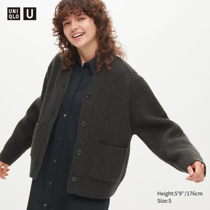 Uniqlo U Premium Lambswool Ribbed Long-sleeve Cardigan