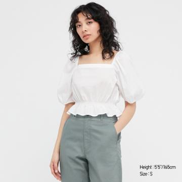 Uniqlo Puff-sleeve Cropped Blouse