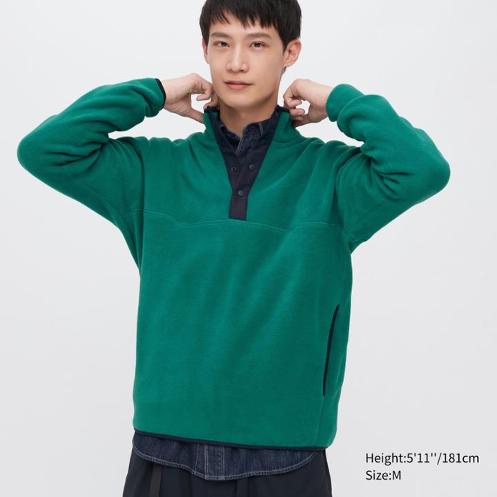 Uniqlo Fleece Button-up Long-sleeve Pullover