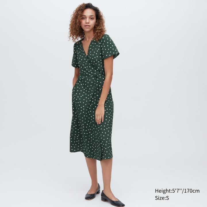Uniqlo Printed Wrap Short-sleeve Dress