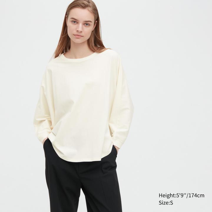 Uniqlo Cotton Dolman Oversized 3/4-sleeve T-shirt