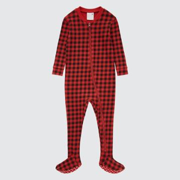 Uniqlo Footed Long Sleeve One-piece Outfit (check)