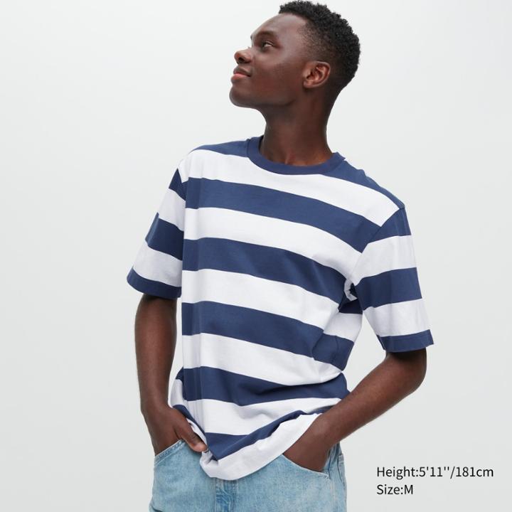 Uniqlo Oversized Striped Crew Neck Half-sleeve T-shirt