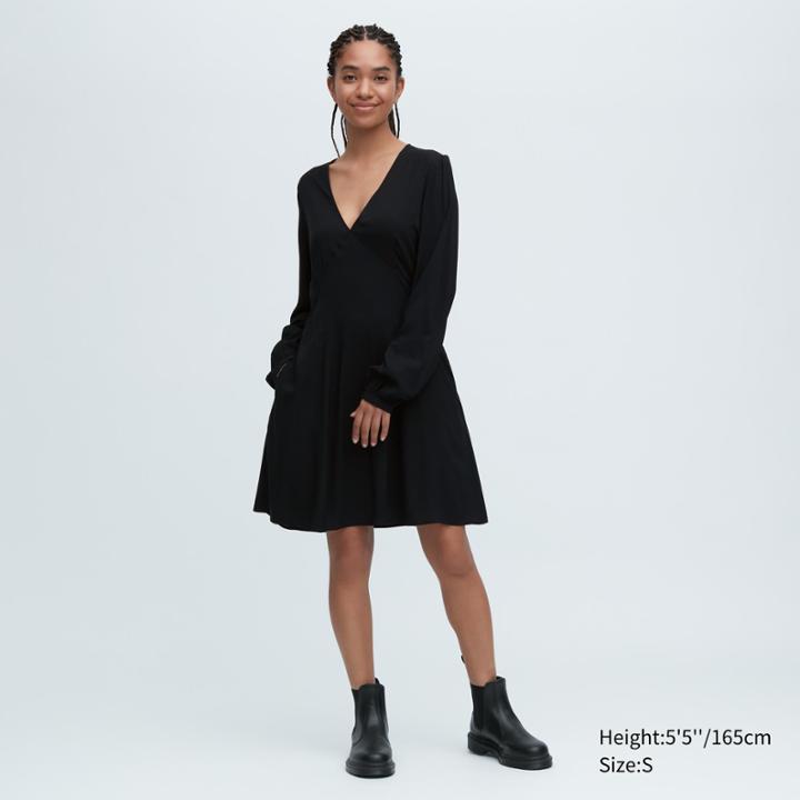 Uniqlo V-neck Long-sleeve Mini Dress