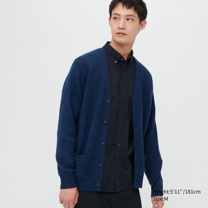 Uniqlo Premium Lambswool V-neck Long-sleeve Cardigan