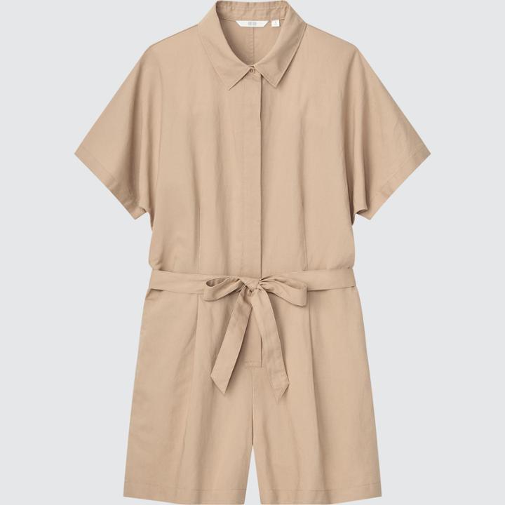 Uniqlo Linen-blend Short-sleeve Romper