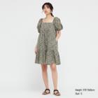 Uniqlo Printed Cotton Square Neck Short-sleeve Mini Dress