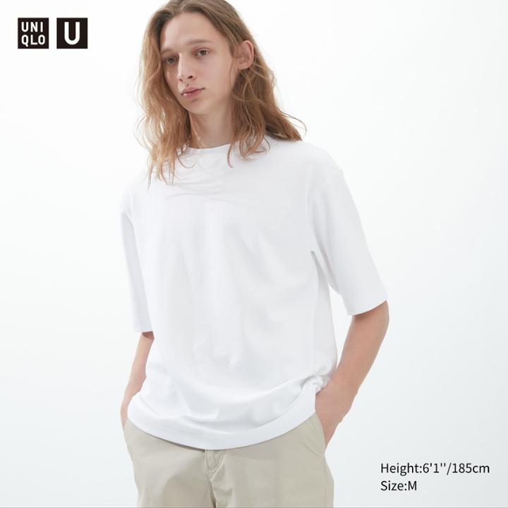 Uniqlo U Airism Cotton Crew Neck Oversized Half-sleeve T-shirt