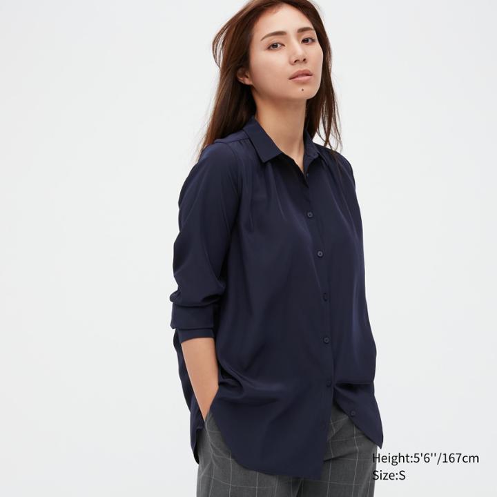 Uniqlo Shiny Long-sleeve Blouse