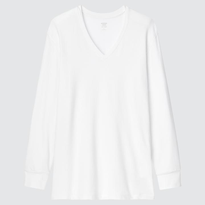 Uniqlo Heattech Cotton V-neck Long-sleeve T-shirt (extra Warm) (2021 Edition)