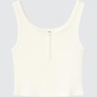 Uniqlo Ribbed Henley Cropped Tank Top