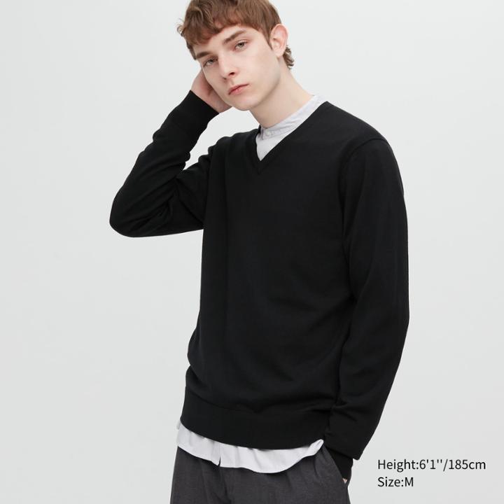 Uniqlo Extra Fine Merino V-neck Long-sleeve Sweater