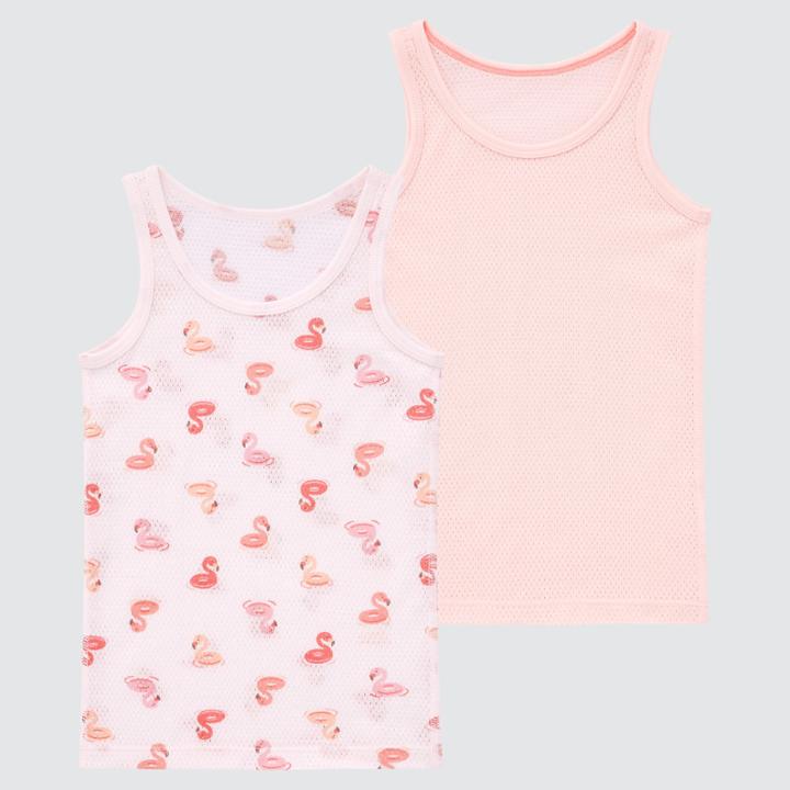 Uniqlo Joy Of Print Cotton Mesh Inner Tank Top (set Of 2)(flamingo)