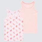 Uniqlo Joy Of Print Cotton Mesh Inner Tank Top (set Of 2)(flamingo)