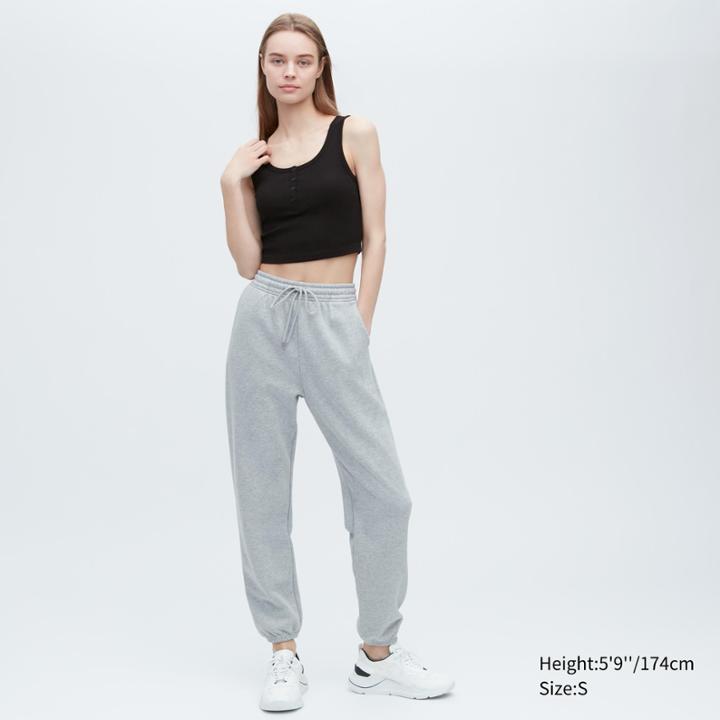 Uniqlo Ribbed Henley Neck Cropped Tank Top