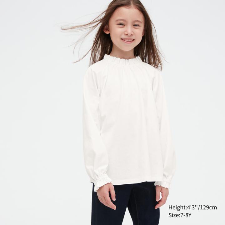 Uniqlo Smooth Cotton Frill Long-sleeve T-shirt