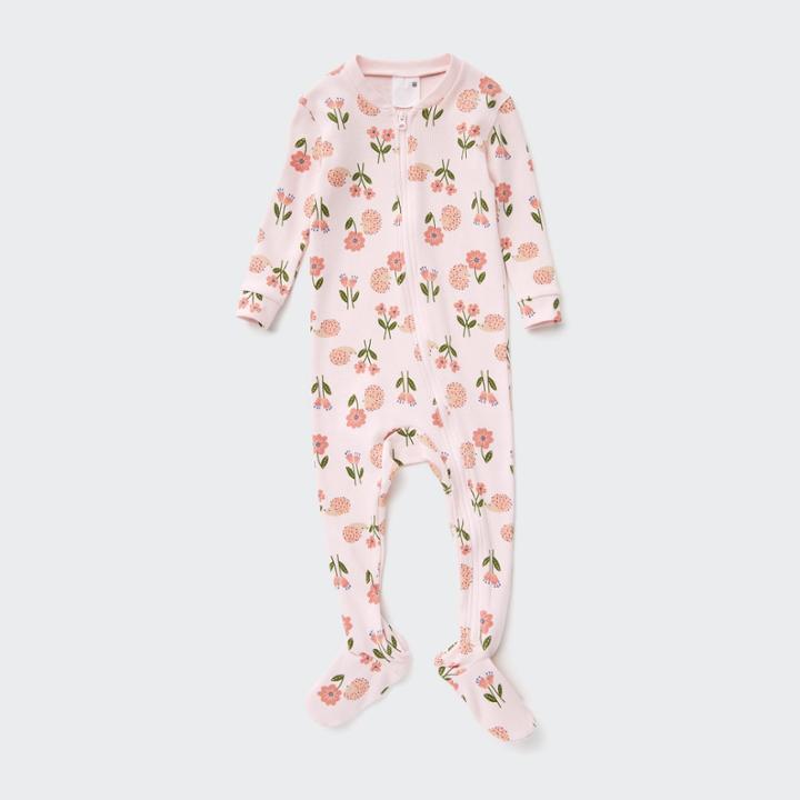 Uniqlo Footed Long-sleeve One-piece Outfit (flower)