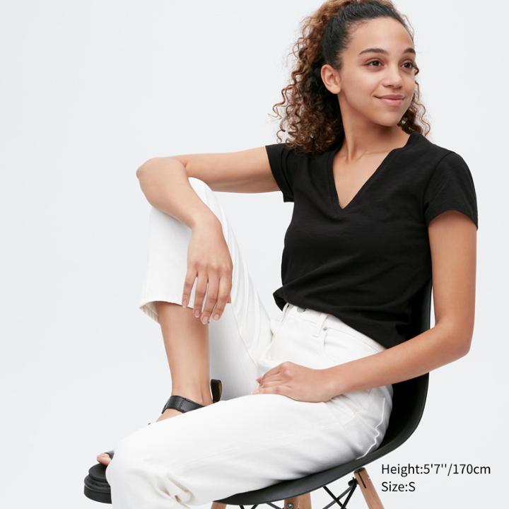 Uniqlo Slub Jersey V-neck Short-sleeve T-shirt