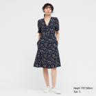 Uniqlo Printed V-neck Short-sleeve Flare Dress