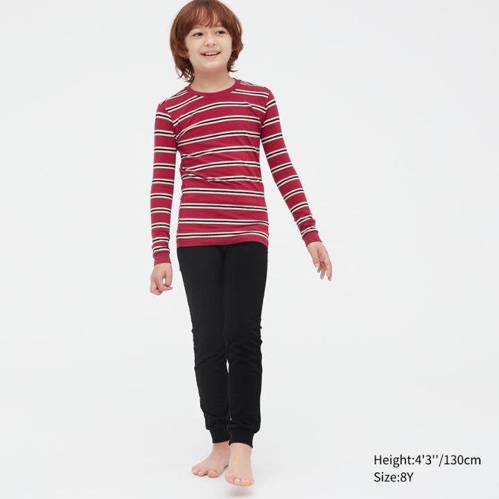 Uniqlo Ultra Stretch Waffle Sweat Long-sleeve Striped Set