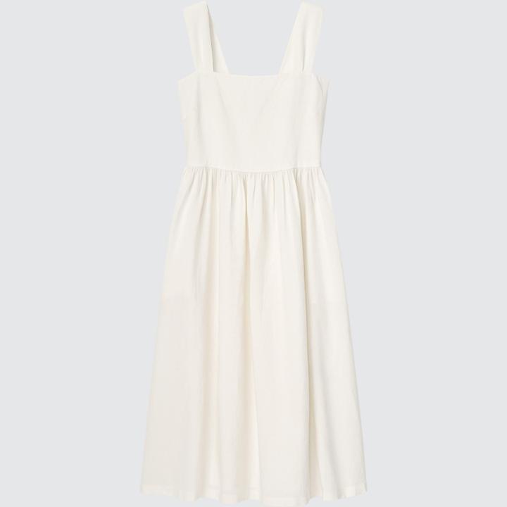 Uniqlo Linen-blend Shirred Sleeveless Dress