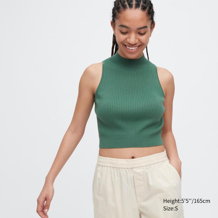 Uniqlo Mock Neck Sleeveless Cropped Sweater