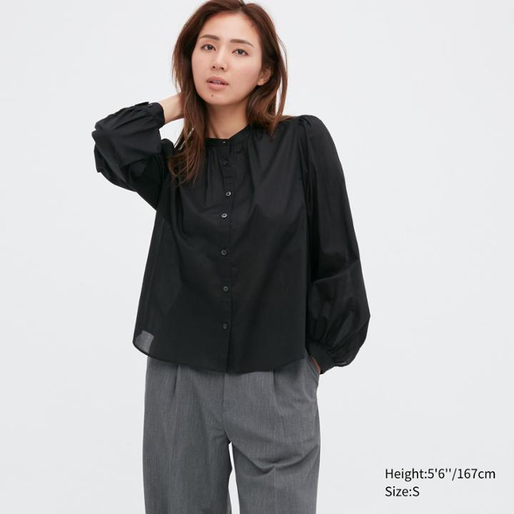 Uniqlo Cotton Volume Long-sleeve Blouse