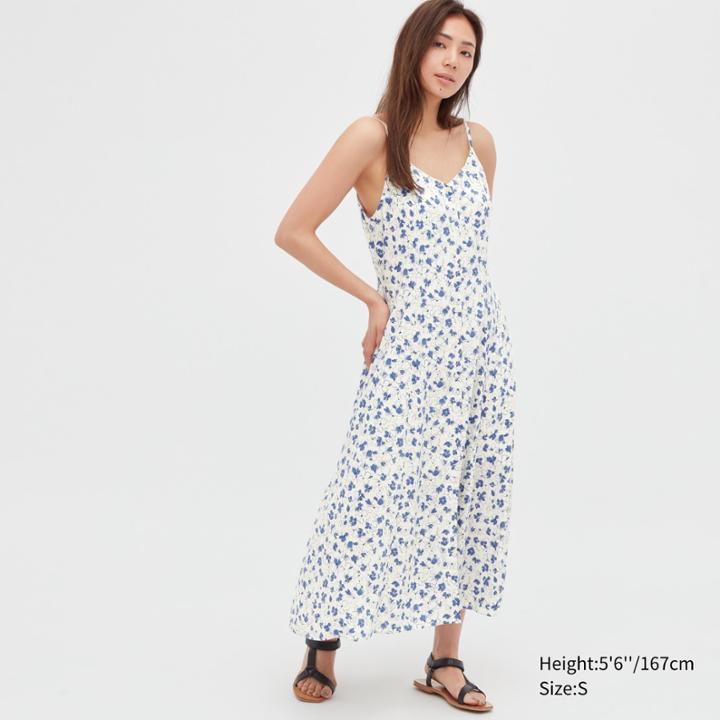 Uniqlo Printed Button Down Camisole Flare Dress