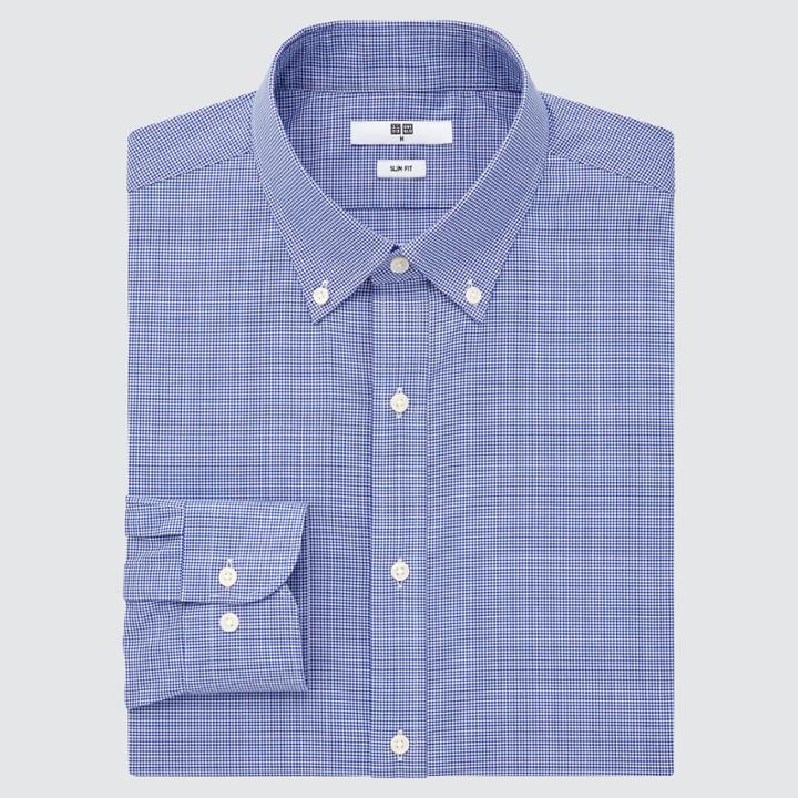 Uniqlo Easy Care Checked Stretch Slim-fit Long-sleeve Shirt