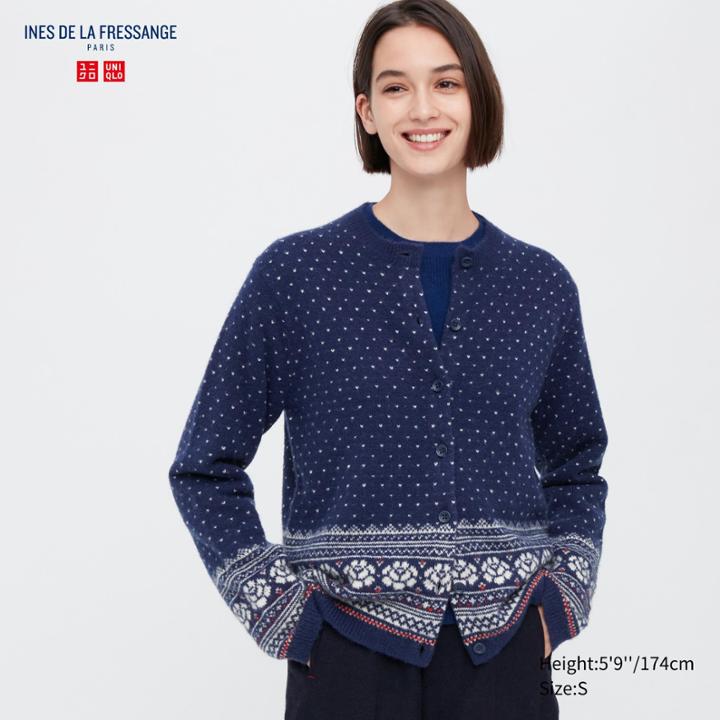 Uniqlo Jacquard Long-sleeve Cardigan (ines De La Fressange)