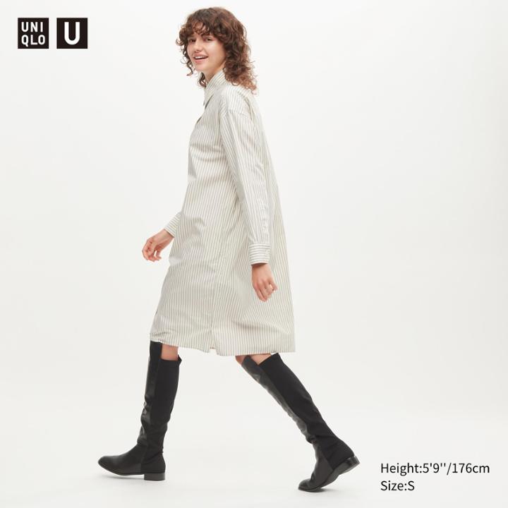 Uniqlo U Striped Long-sleeve Shirt Dress