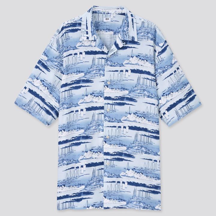 Uniqlo Printed Open Collar Short-sleeve Shirt (ukiyoe)