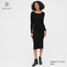 Uniqlo 3d Knit Extra Fine Merino Ribbed Fitted Long-sleeve Dress