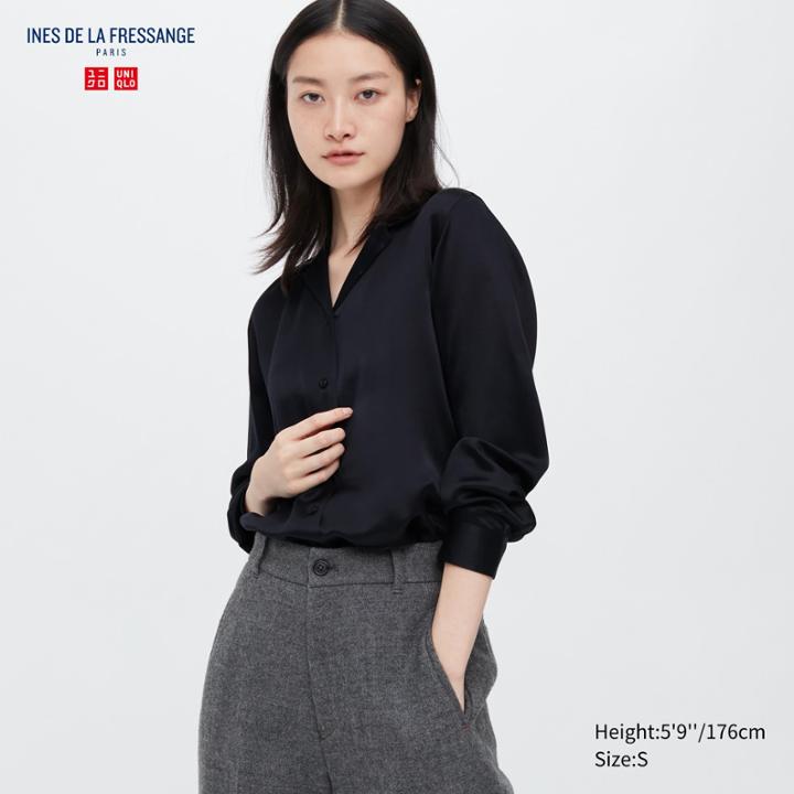 Uniqlo Silk Open Collar Long-sleeve Blouse (ines De La Fressange)