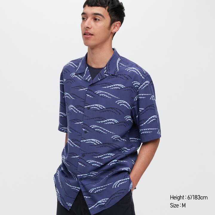 Uniqlo Printed Open Collar Short-sleeve Shirt (unsodo)