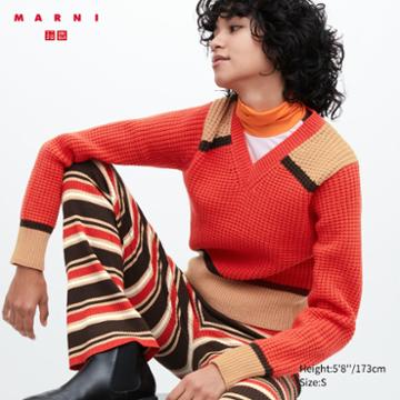Uniqlo Knitted V-neck Long-sleeve Sweater (marni)