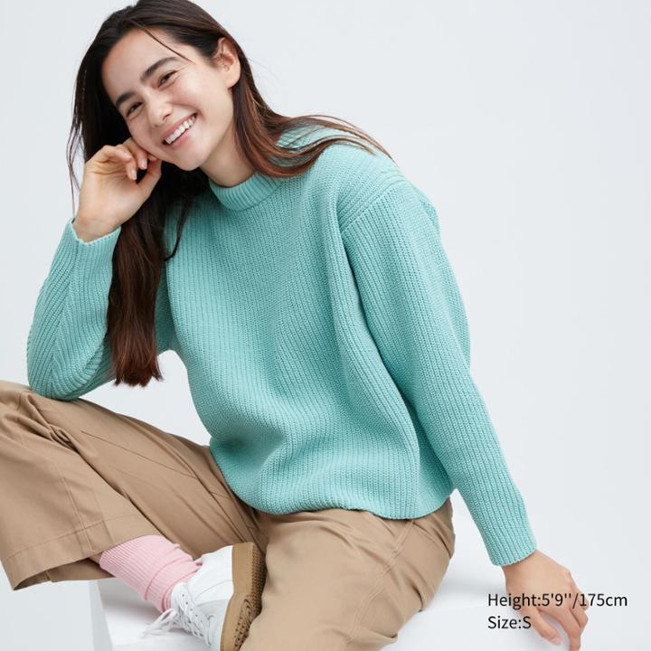 Uniqlo Washable Soft Knit Crew Neck Long-sleeve Sweater