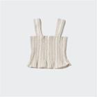 Uniqlo Cotton Striped Shirred Sleeveless Blouse