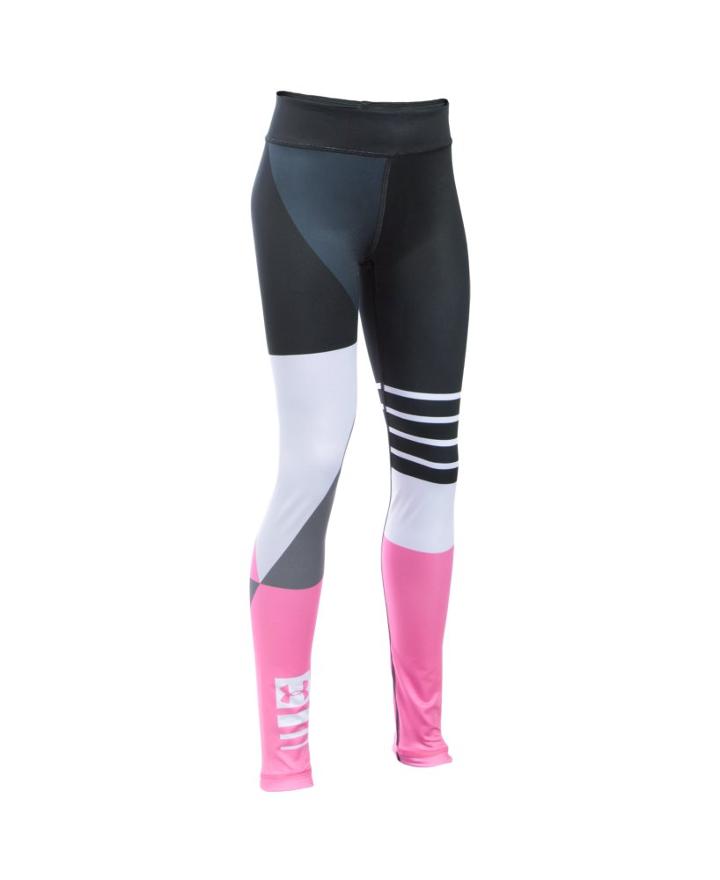 Under Armour Girls' Ua Mix Master Stripe Logo Leggings