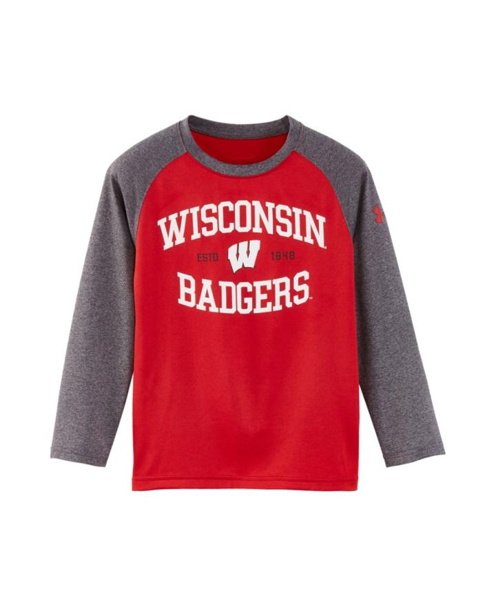 Under Armour Boys' Pre-school Wisconsin Ua Arch Logo Raglan Long Sleeve Shirt