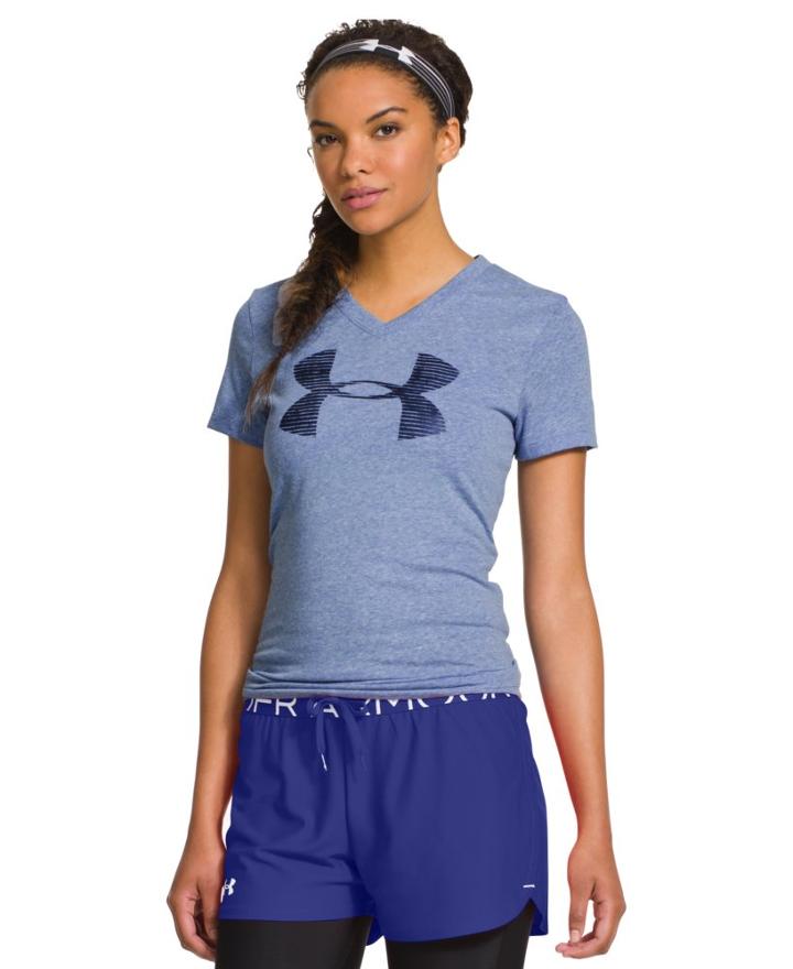 Under Armour Women's Ua Charged Cotton Tri-blend Ua Big Logo V-neck