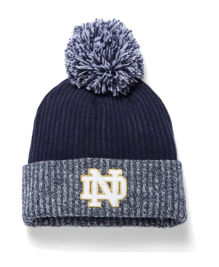 Under Armour Boys' Notre Dame Ua Heathered Pom Beanie