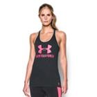 Under Armour Ua Power In Pink Charged Cotton Tri-blend Big Logo Tank