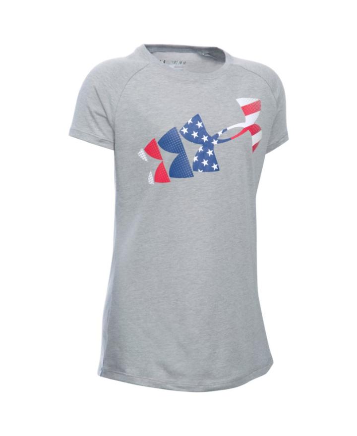 Under Armour Girls' Ua Usa Flag Logo Short Sleeve