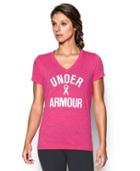 Under Armour Women's Ua Power In Pink Wordmark V-neck - Twist