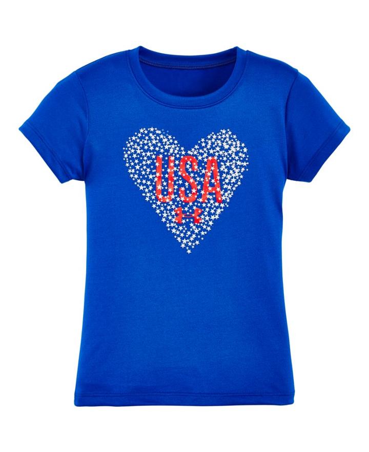 Under Armour Girls' Toddler Ua Heart Usa Short Sleeve T-shirt