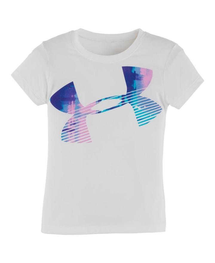 Under Armour Girls' Toddler Ua Paint Plaid Big Logo Short Sleeve T-shirt