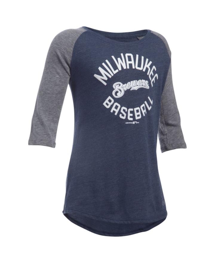 Under Armour Girls' Milwaukee Brewers Ua Tri-blend  Sleeve